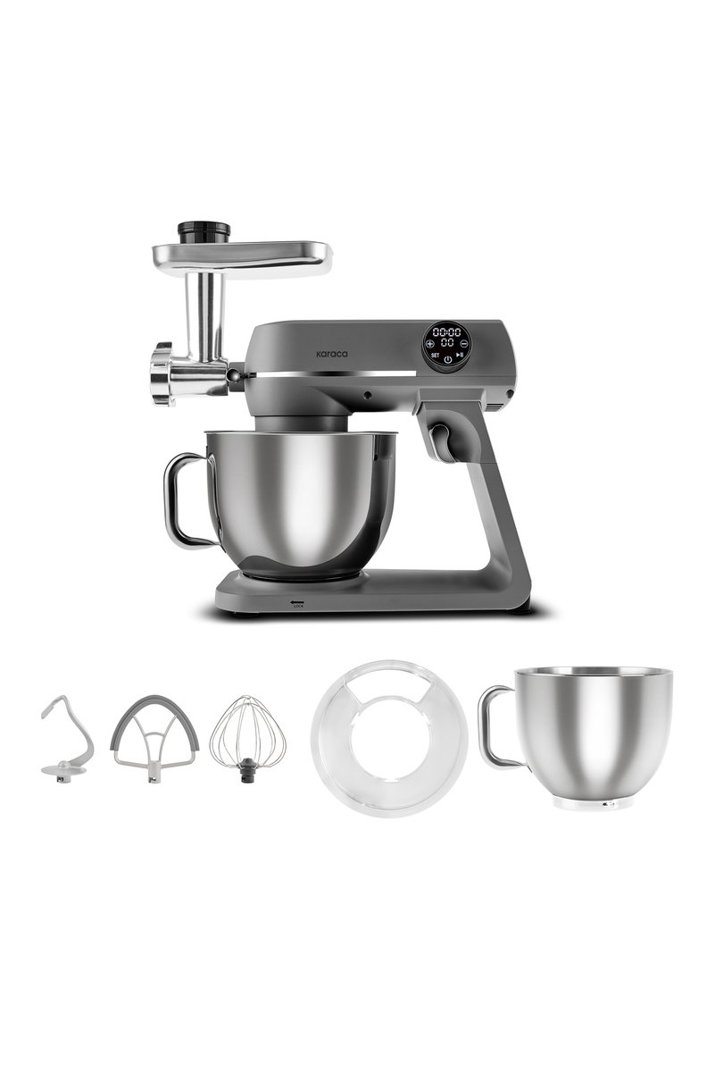 Karaca Multichef Artisan Digital Ekran 7 L Tam Döküm Stand Mikser Antrasit Hamur Yoğurma Makinası