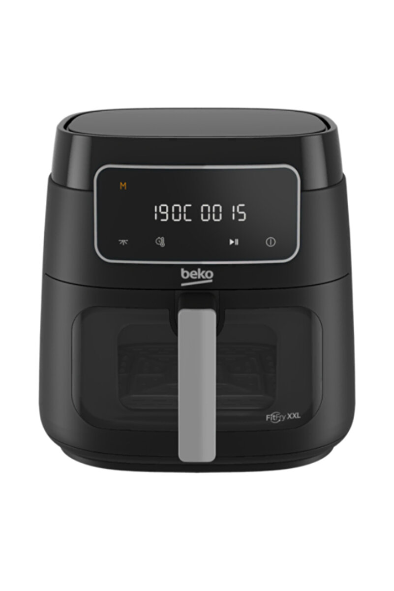 Beko Airfryer Yağsız Fritöz, 7.6 lt 1750 W Cam Sepet, 9 Otomatik Program Led Ekran, Siyah