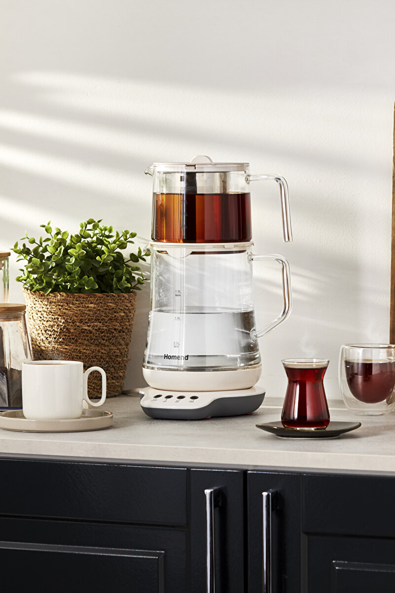 HOMEND Royaltea 1749h Konuşan Cam Çay Makinesi Beyaz