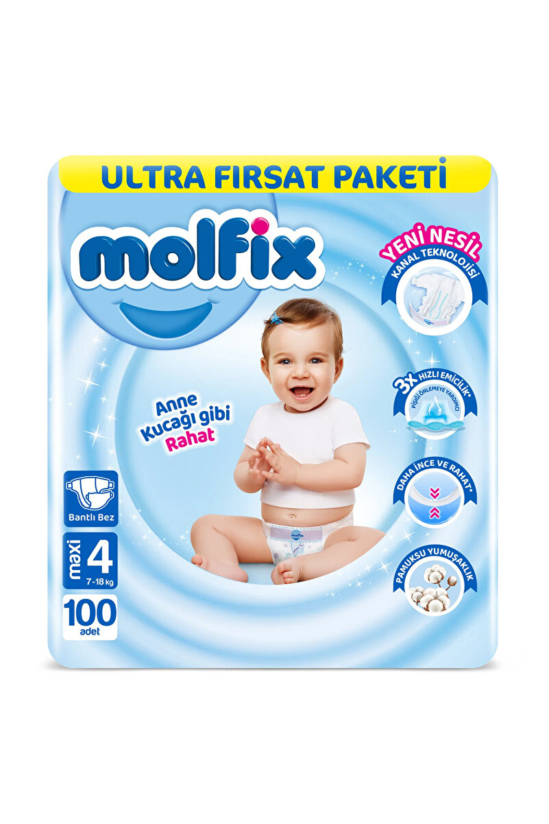 Molfix Bebek Bezi Ultra Fırsat Paketi 4 Numara 100'lü