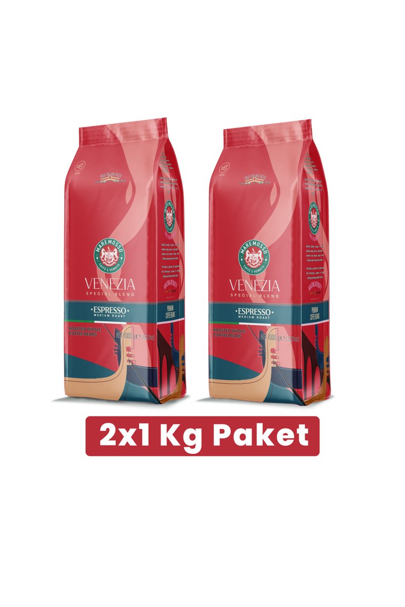 Mare Mosso Caffe ê Vendite Espresso Venezia Blend 2x1 Kg. (ÇEKİRDEK VEYA ÖĞÜTÜLMÜŞ) Kahve