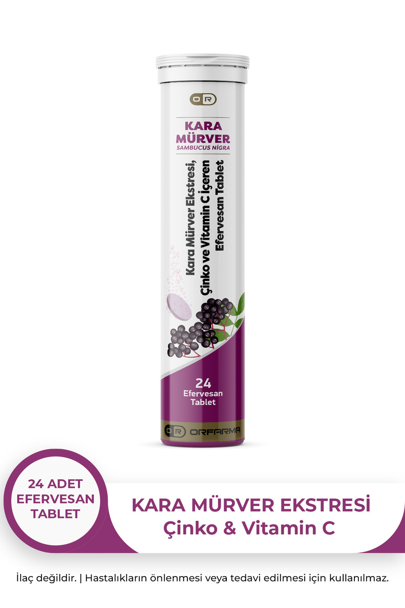 ORFARMA Kara Mürver Ekstresi&Çinko Efervesan(Suda Eriyen) 24 Tablet