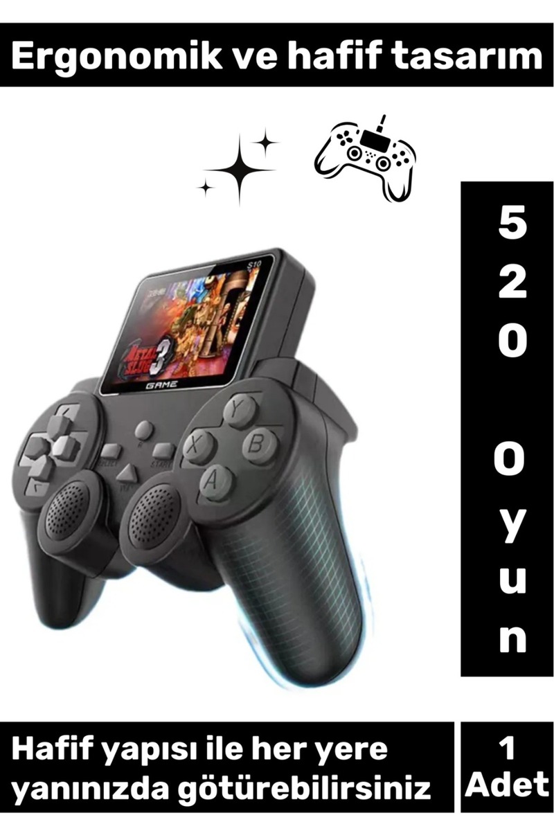 LaraThec Yetişkinler İçin 520 Oyunlu Kablosuz Oyun Konsolu Atari Oyun Konsolu Game Stick Retro Konsol
