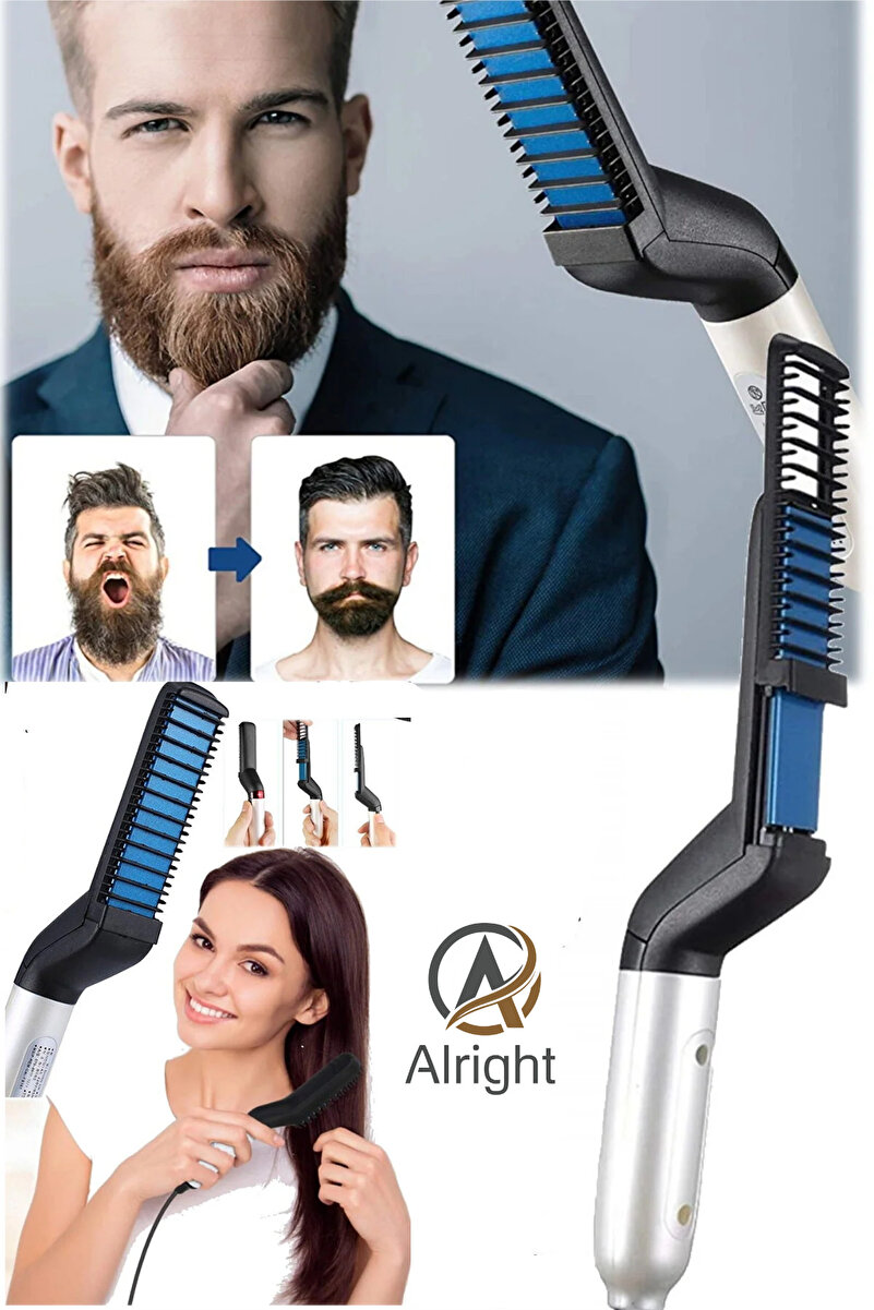 Alright Elektrikli Unisex Saç ve Sakal Düzleştirici Keratin Cİhazı Günlük Seyahate Uygun Hızlı(straightener