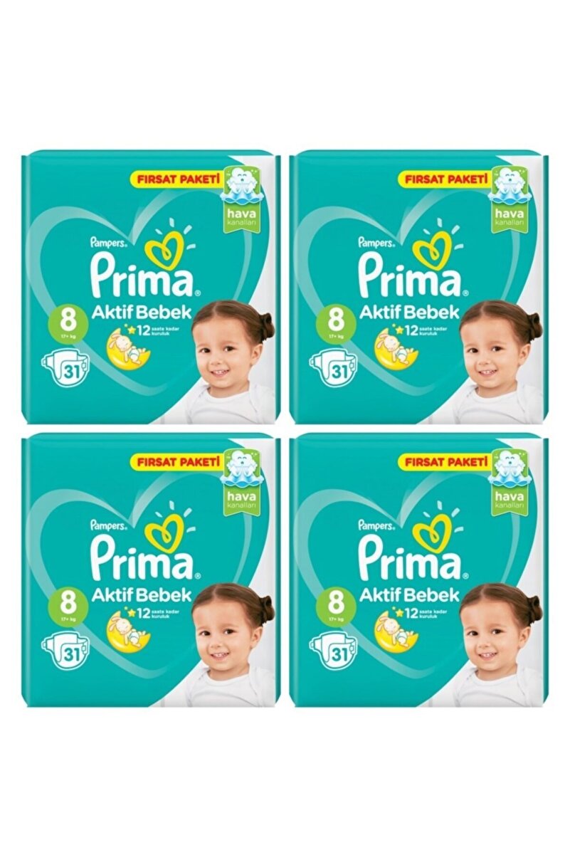 Prima 8 Numara Bebek Bezi 17 kg 124 Adet