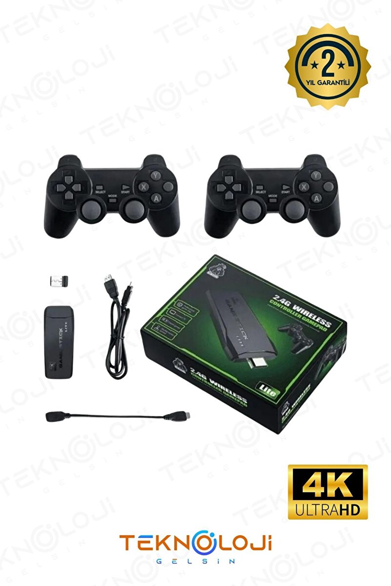 Teknoloji Gelsin Gaming Atari 2.4g Uyumlu Kablosuz Çift Kol Atari Retro 20000 Oyun Game Stick
