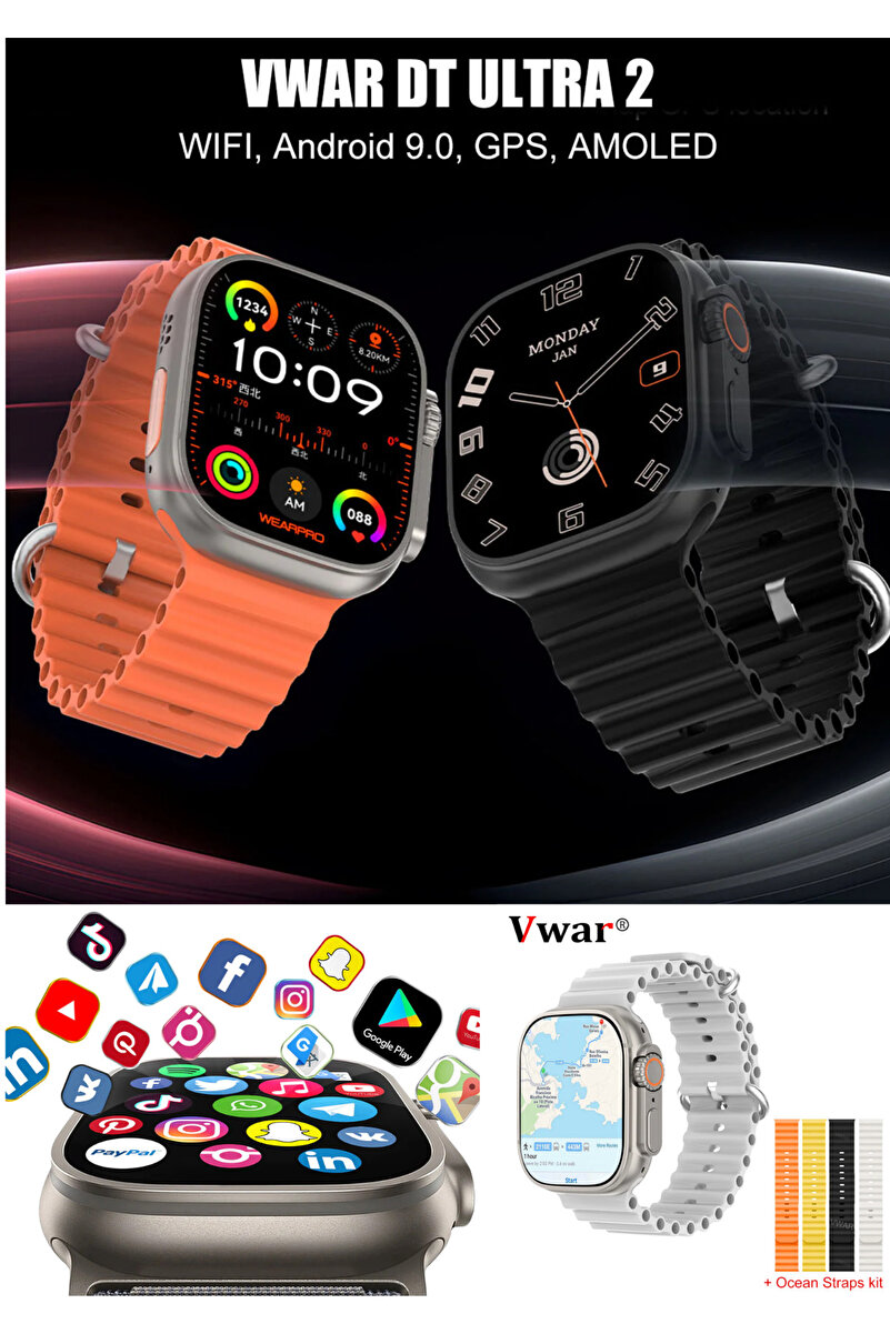 LaraThec Watch Ultra2 - Wifi, Android Akıllı Saat, 2gb Rom 16gb Bellek Full Donanım 5g