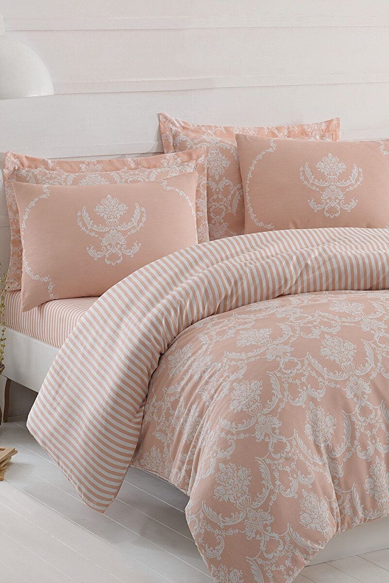 Enlora Home Çift Kişilik Kolay Ütülenir Nevresim Takımı Pure Pudra