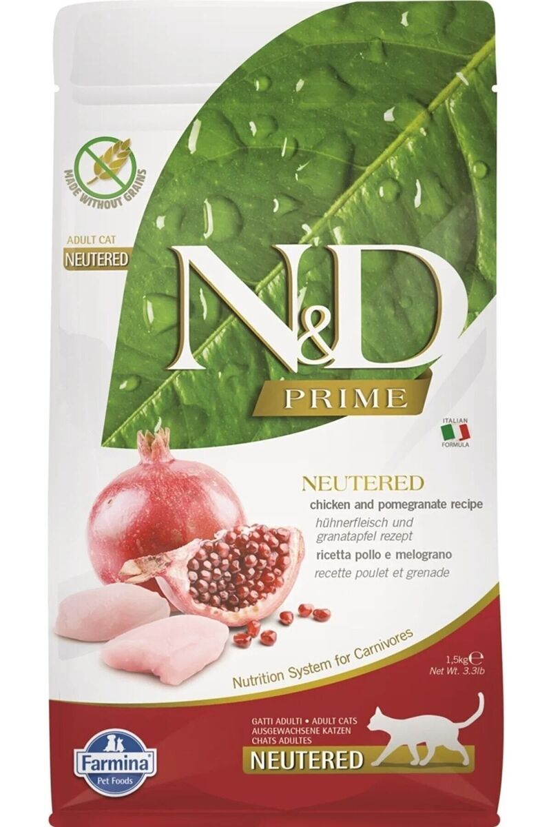N&D Nd Prime Kısır Tahılsız Tavuklu Narlı Kısırlaştırılmış Yetişkin Kedi Maması 1,5 Kg