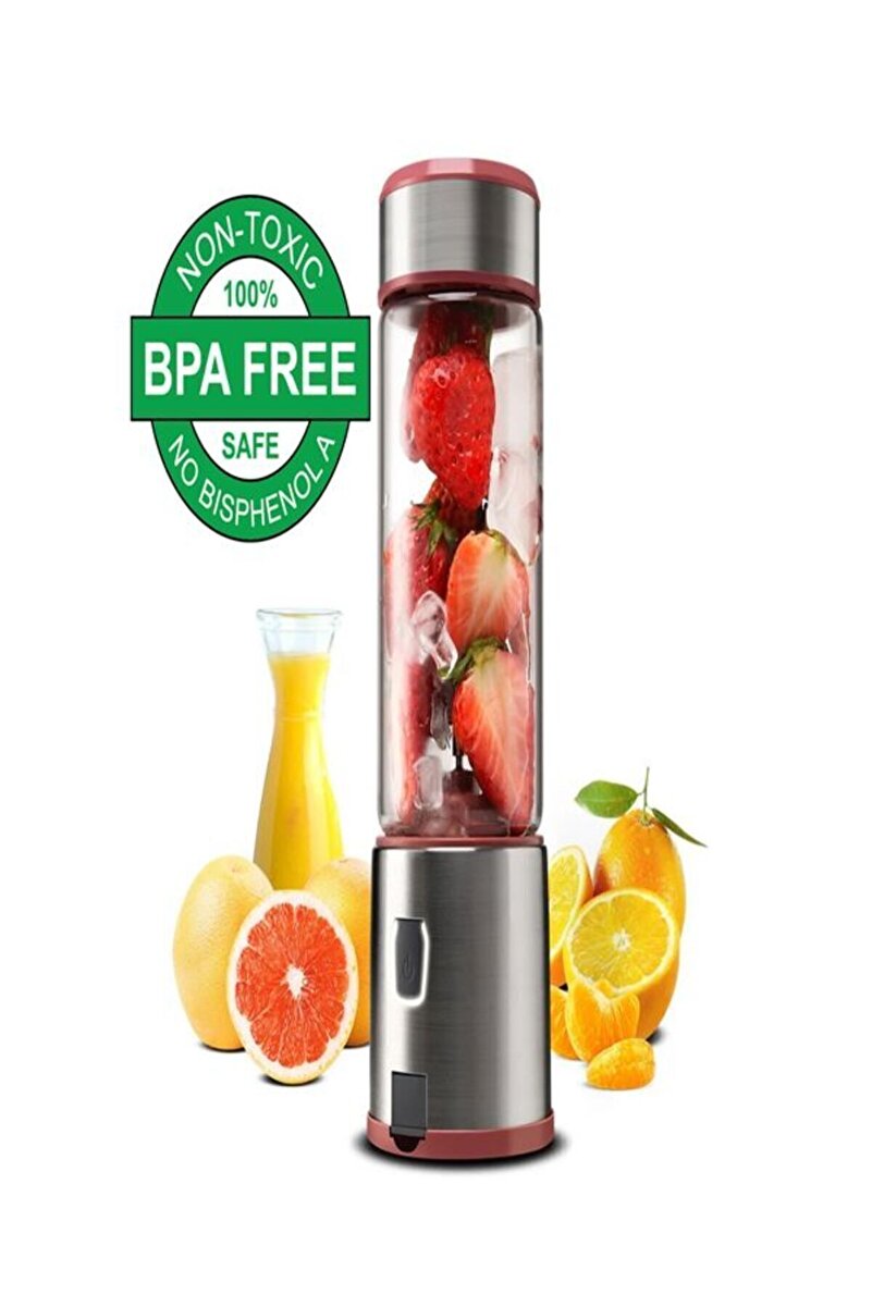 ÇELİKWORK Şarjlı 450 ml 6 Bıçaklı Paslanmaz Çelik Buz Kırabilen Kişisel Blender Smoothie Blender Shakentake