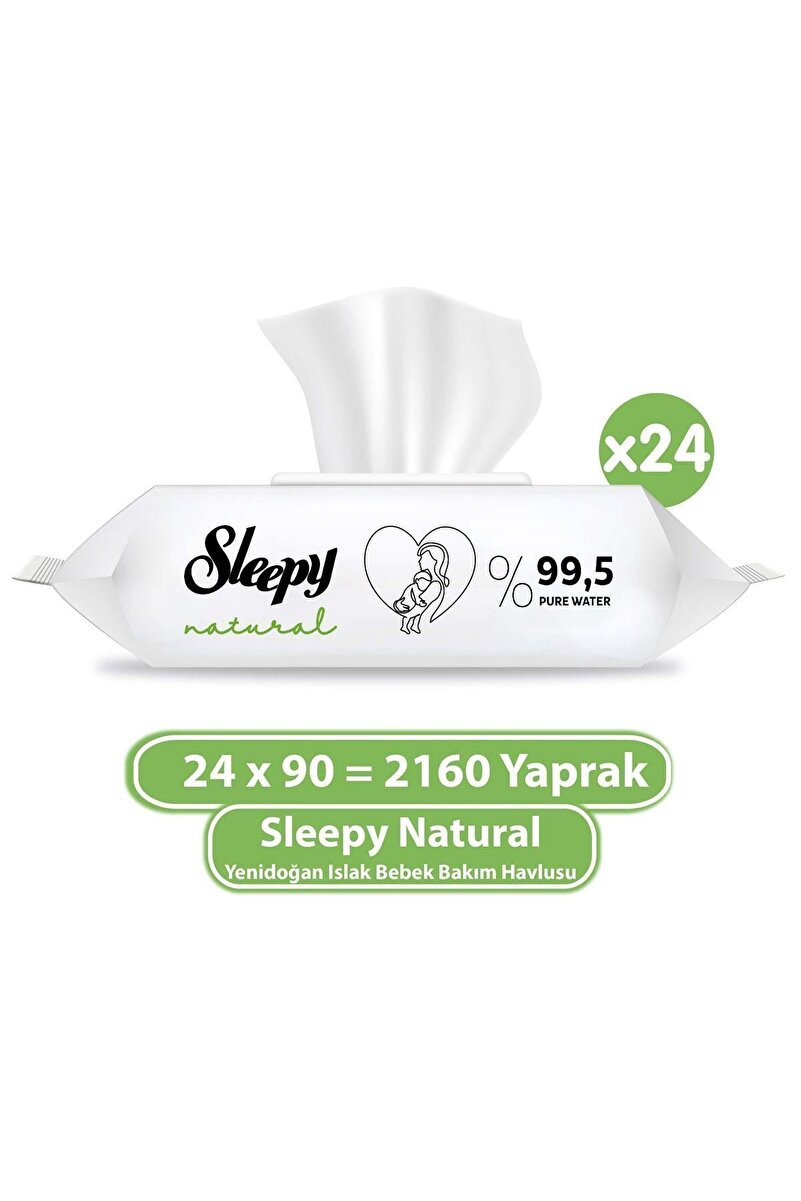 Sleepy Natural Yenidoğan Islak Bebek Bakım Havlusu 24x90 (2160 Yaprak)