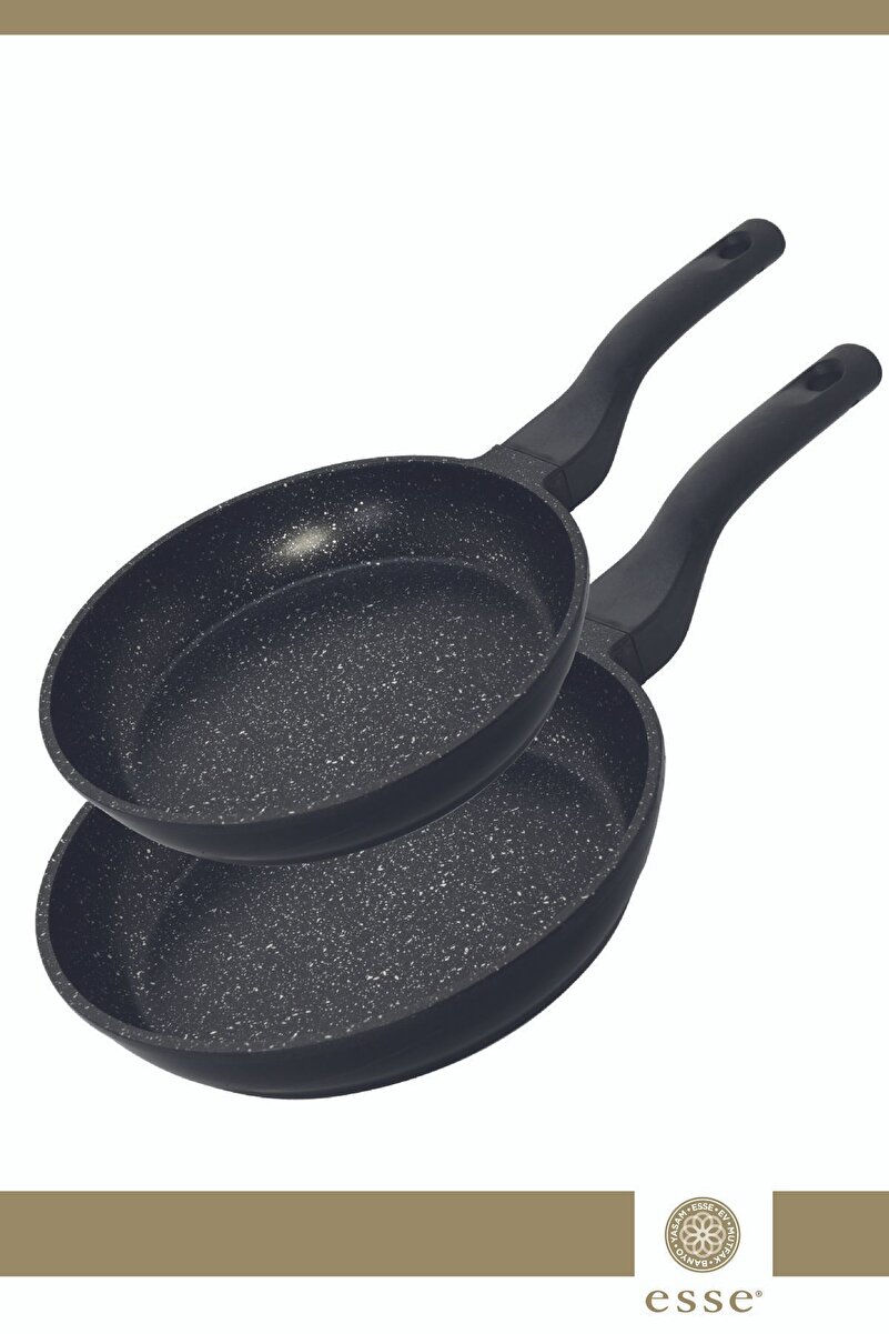 Esse Granit Döküm 2'li Tava Seti Siyah 20 Cm/24 Cm E0014