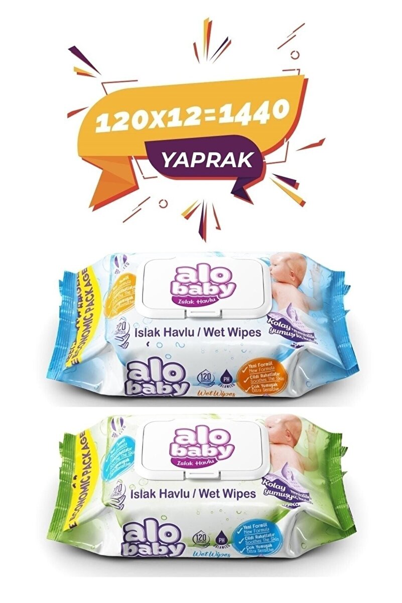 Alobaby Alo BabyAlo Baby Ekopack Islak Havlu 120’LI x 12 Toplam 1440 Adet