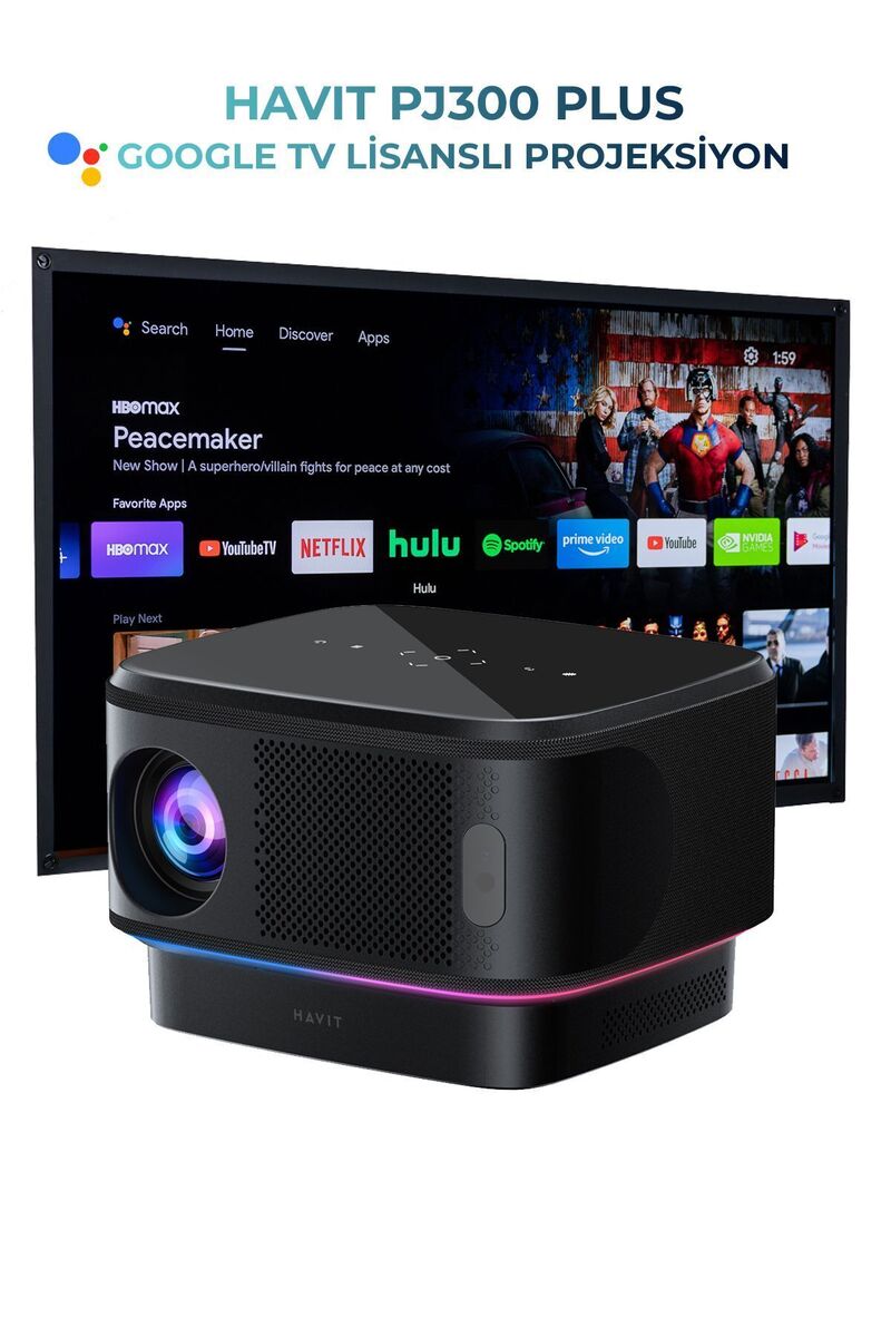 Havit PJ300 Plus Google Lisanslı Projeksiyon Cihazı - 1080p - 4K Desteği - 5ghz Wifi