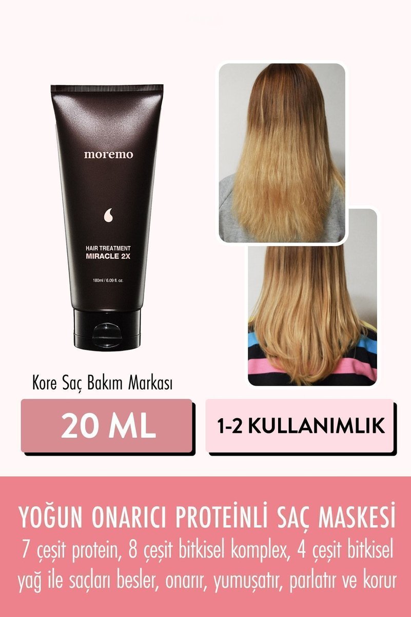 Moremo [mini Boy] Hair Treatment 2x Miracle (KORENDY) Onarıcı Saç Maskesi 20 ml