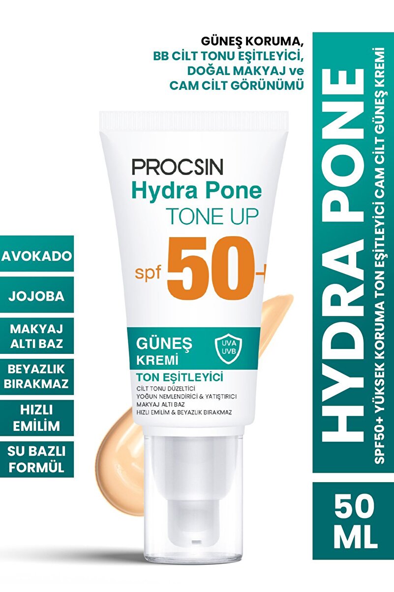 PROCSIN Hydra Pone Spf50+ Cilt Tonu Eşitleyici Makyaj Efekti Veren Cam Cilt BB Güneş Kremi Pa++++