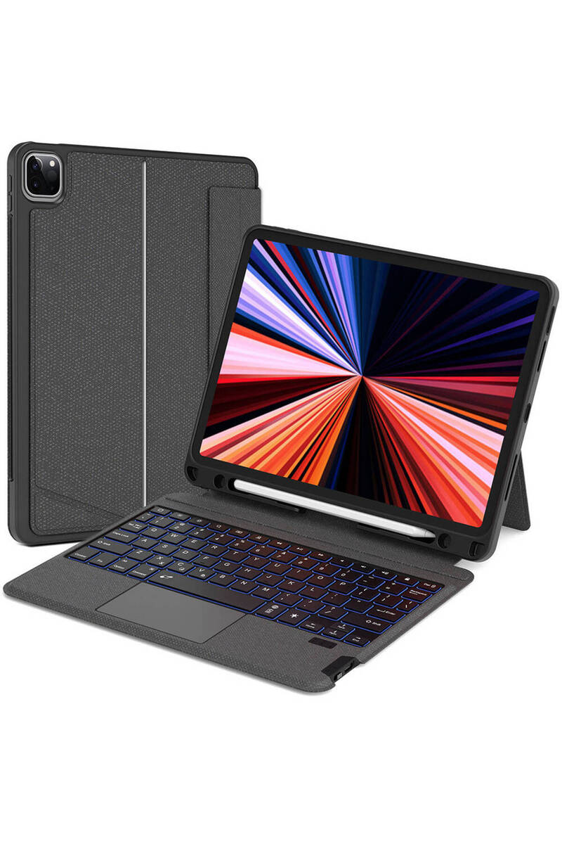 Fogy İpad Pro 13 inç M4 Çipli 7. Nesil Uyumlu Klavye Mag Touchpad Klavyeli Standlı Kılıf