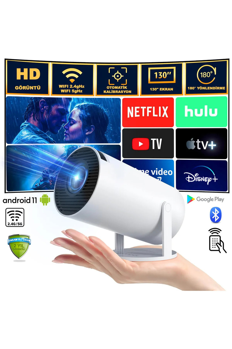 Heaven House AZEQ HY300 PRO Projeksiyon Makinesi | LED Projeksiyon | Taşınabilir Projeksiyon | En İyi Projeksiyon Cihazı