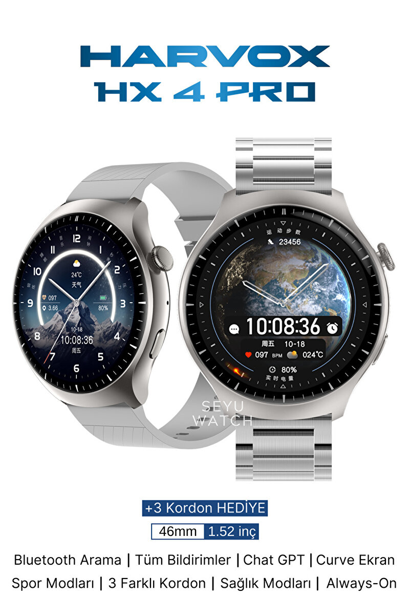 SEYUWATCH Watch HX-4 Pro Harvox Akıllı Saat Iphone Ve Android Tüm Telefonlara Uyumlu