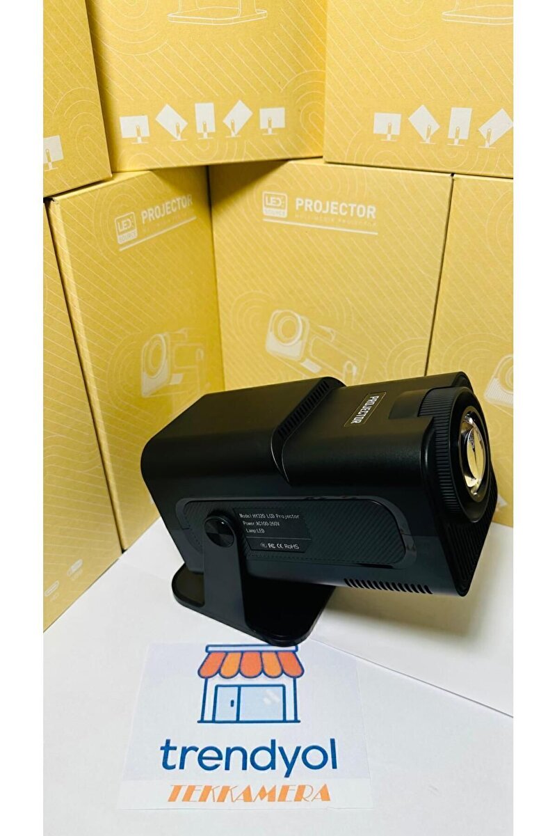 Genel Markalar Hy320 Mini 300 Lümen Yüksek Işık Gücü Siyah Led Projeksiyon 30.000 Saat Lamba Ömrü Android 12