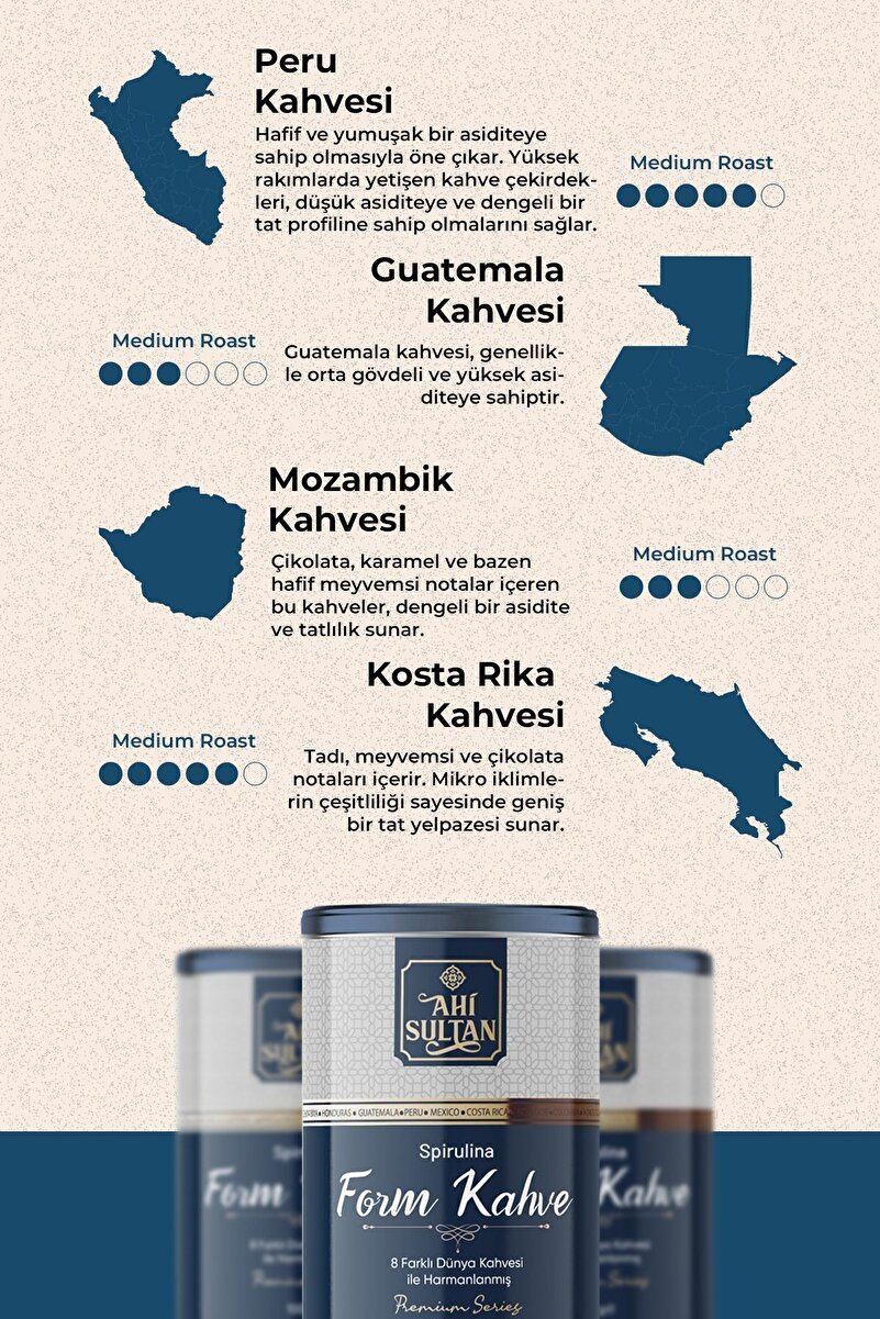 AHİ SULTAN Form Kahvesi 8 Farklı Kahve Ve Spirulina Içerikli 100 G