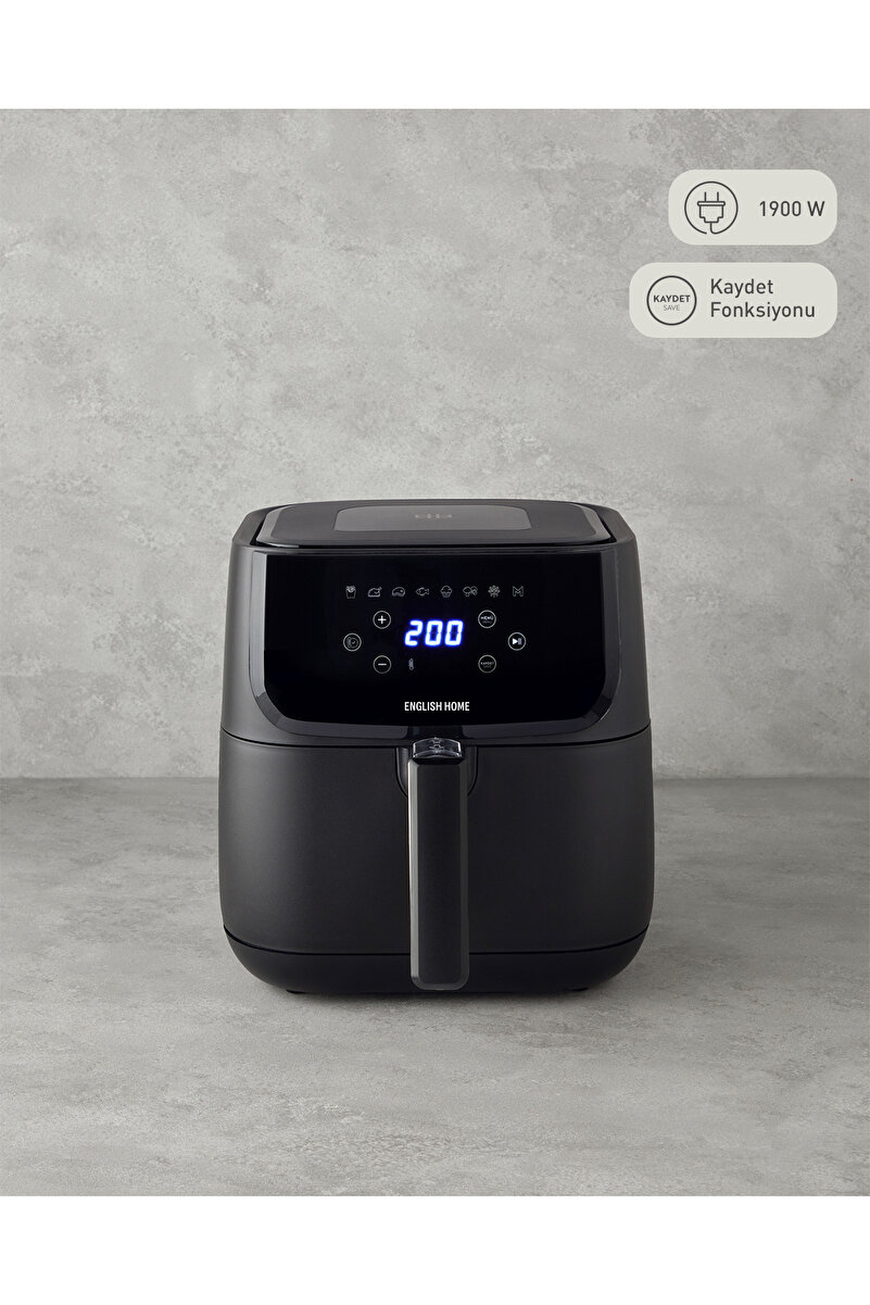 English Home Aıf 2001 Dijital Çıkarılabilir Sepetli Air Fryer Xl Siyah