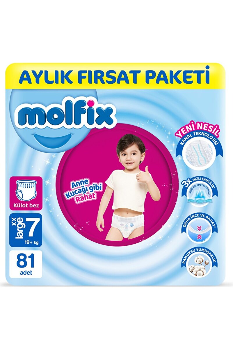 Molfix Külot Bez 7 Beden Xx Large Aylık Fırsat Paketi 81 Adet