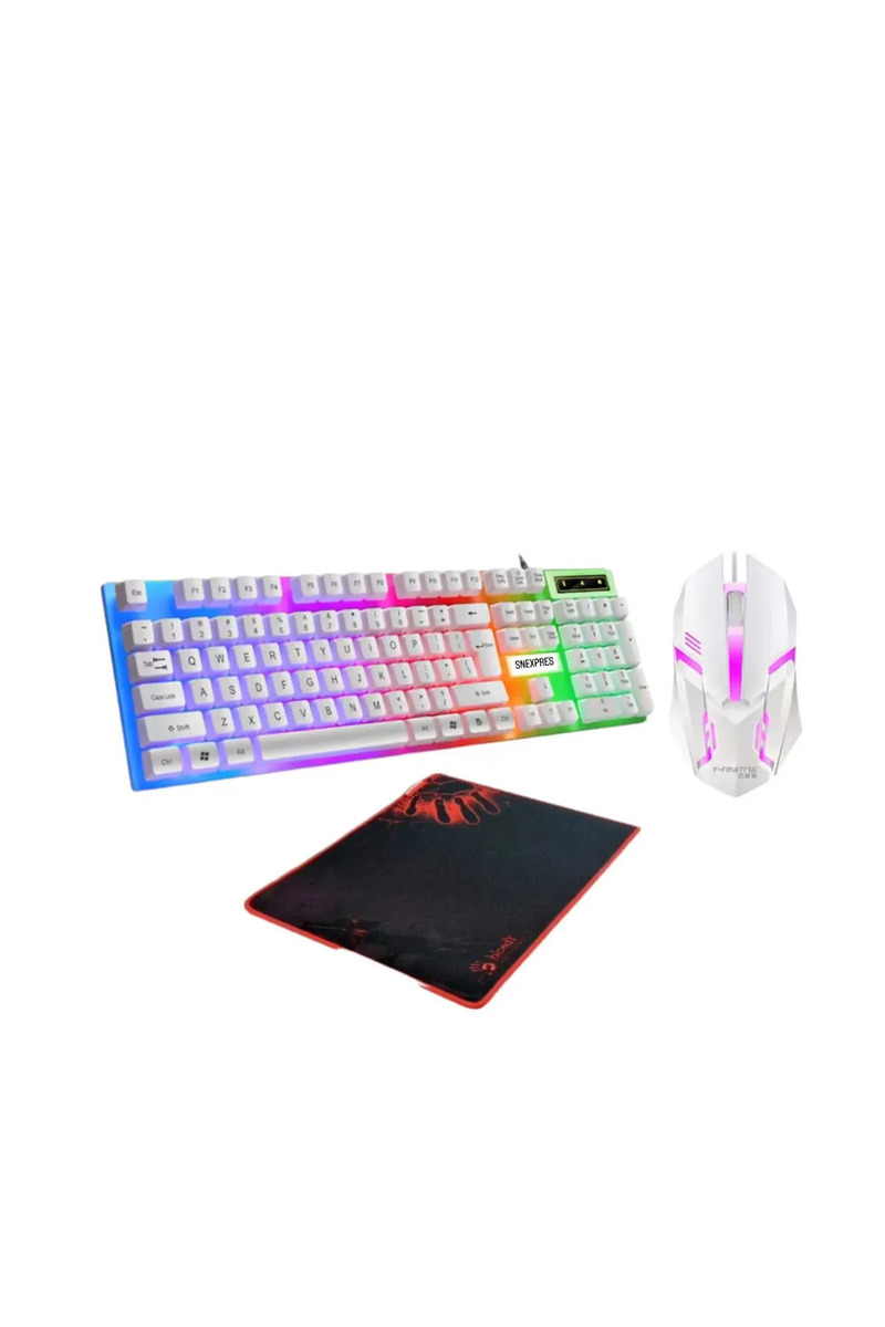 SNEXPRES 3in1 Profesyonel Gaming Rgb Işıklı Kablolu Klavye Beyaz