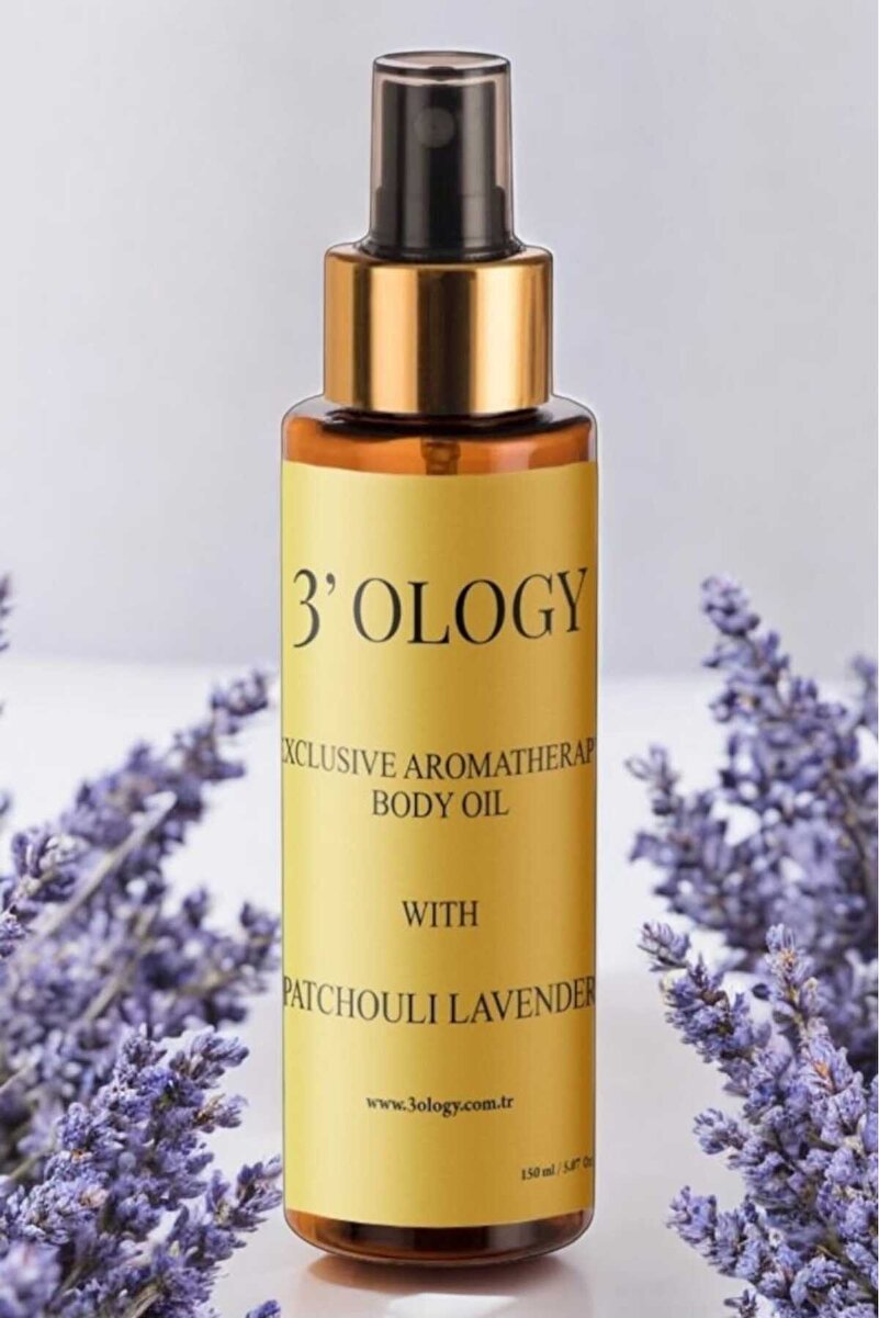 3'OLOGY Aromaterapi Parfüm Etkisi Yaratan Vücut Bakım Yağı Paçuli ve Lavanta 150ml.