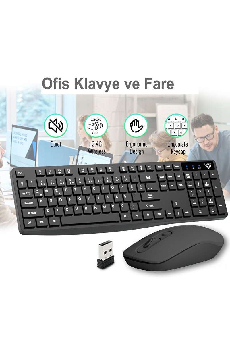 Emtu Life SC601 Kablosuz Klavye Mouse Set Siyah USB Türkçe Q Ofis Klavye Fare
