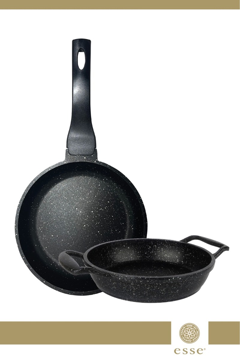 Esse Granit Döküm 2'li Tava Sahan Seti Siyah 20 Cm Tava/ 18 Cm Sahan ESS002