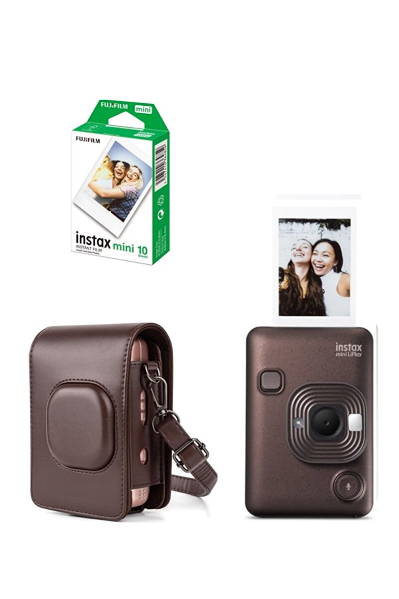 Fujifilm Instax Mini LiPlay Hybrid Deep Bronze Fotoğraf Makinesi 10'lu Film Liplay Uyumlu Çantalı Set