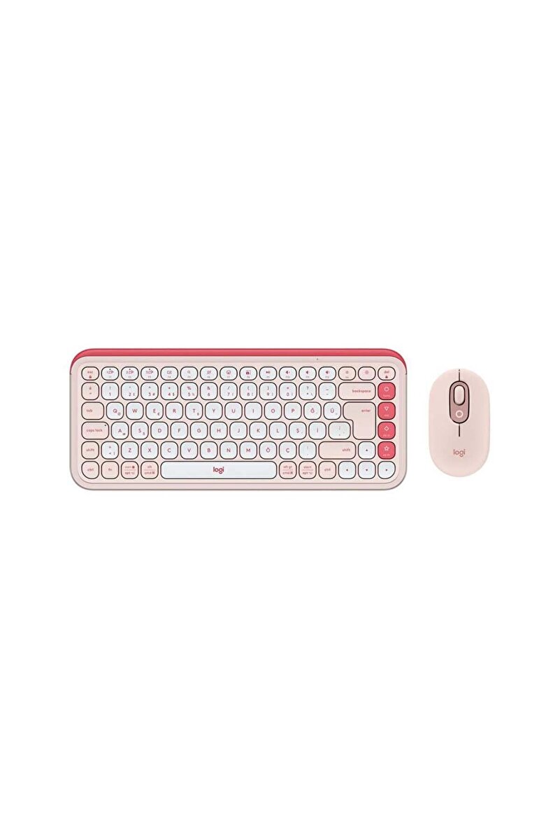 logitech POP ICON Kablosuz Bluetooth Sessiz Türkçe Q Klavye ve Mouse Seti, Pembe 920-013077