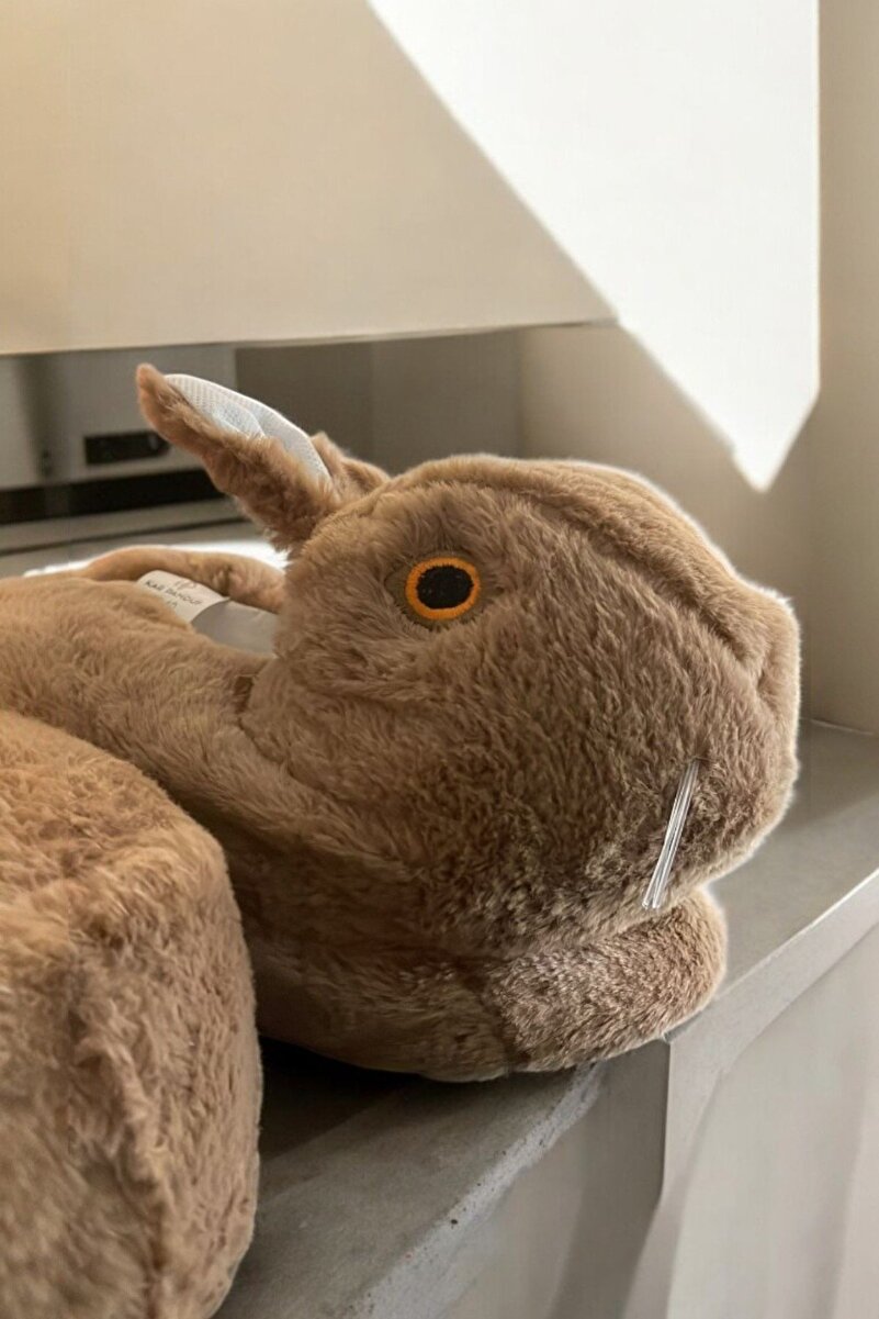 Tavşan Figürlü Peluş Panduflu Unisex Ev Terliği