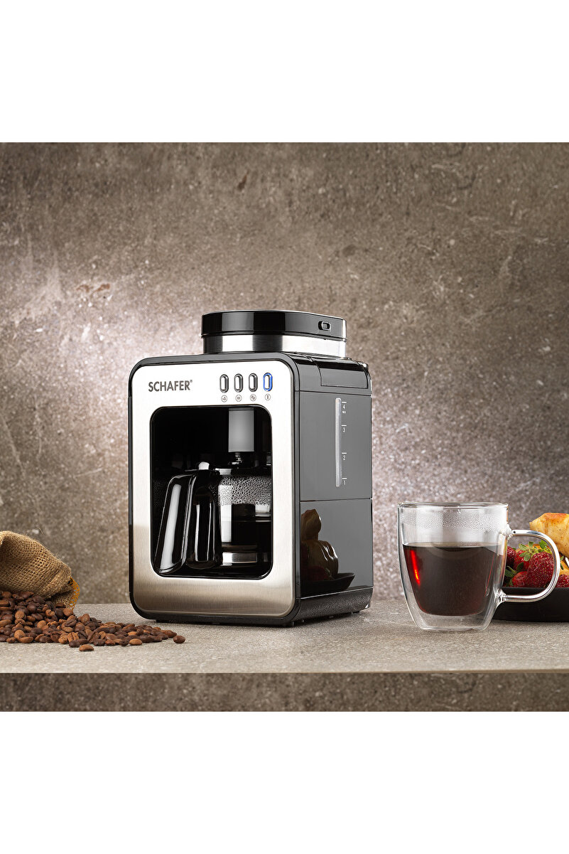 Schafer Barista Öğütücülü Filtre Kahve Makinesi-Siyah