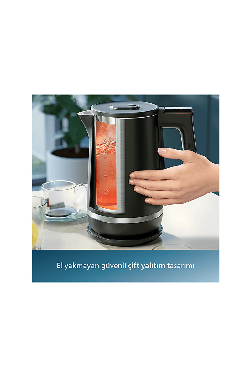 Philips Su Isıtıcı Serisi 7000 HD9396/90, 1,7 L, 2200 W (Siyah/Gümüş)