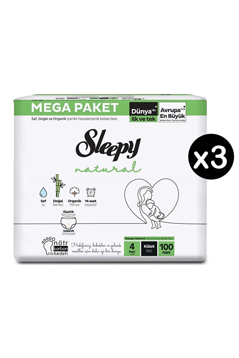 Sleepy Natural 4 Numara Maxi 300'lü Külot Bez