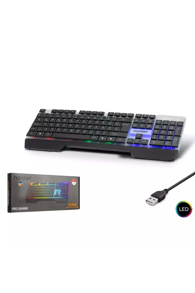 NODAR Nd868 Oyuncu Klavyesi Ledli Slım Kablolu Q Klavye