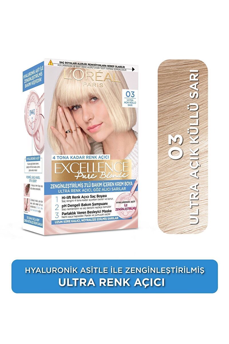 L'Oreal Paris Excellence Creme Saç Boyası - 03 Ultra Açık Küllü Sarı