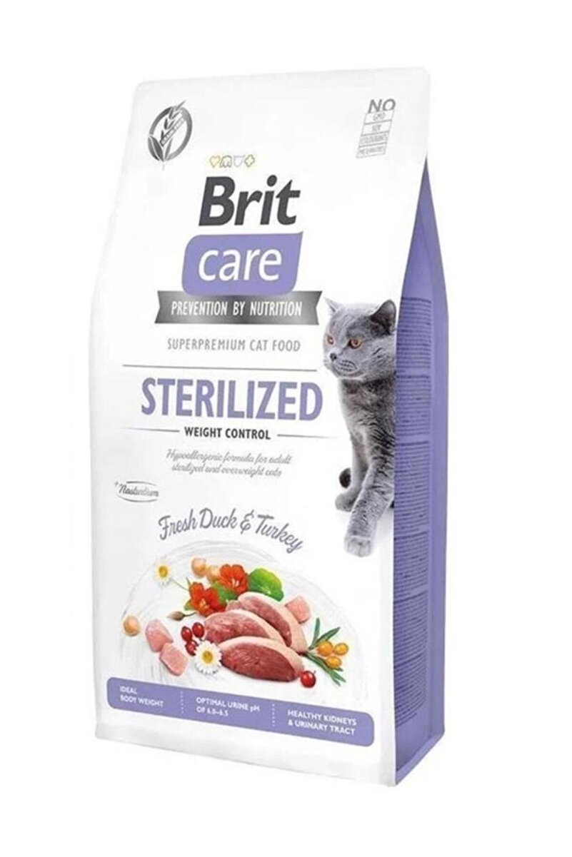 Brit Care Care Kilo Kontrolü Için Ördekli Tahılsız Kısırlaştırılmış Kedi Maması 7kg