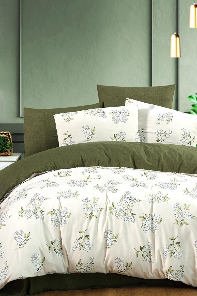 Mürdüm Home Piteya 100% Pamuklu Çarşaflı Çift Kişilik Nevresim Takımı