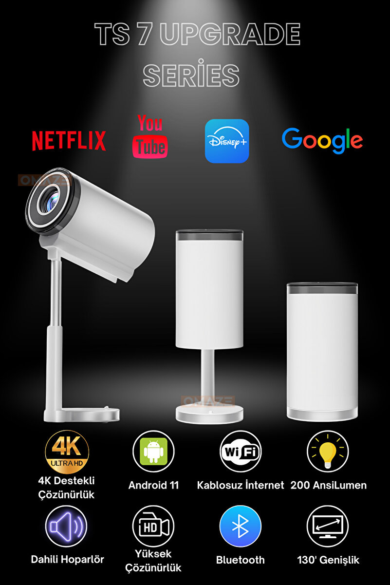 Omaze Ts 7 Tripodlu Upgrade Taşınabilir Android Sinema Projeksiyon Wifi Destekli Akıllı Projektör