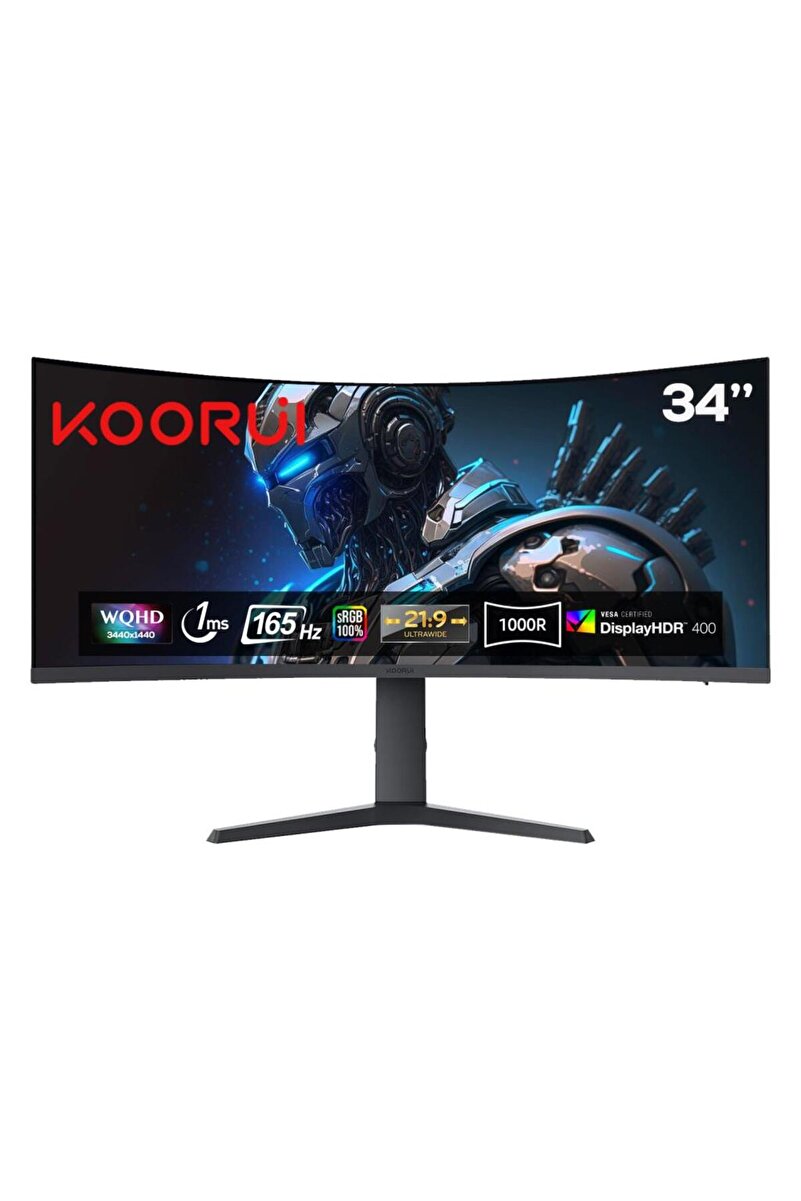 Koorui 34" 34E6UC 165Hz 1ms VA WQHD (HDMI, DisplayPort) Curved Gaming Monitör