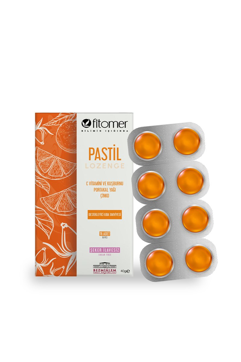 Fitomer C Vitamini Kuşburnu Portakal Yağı ve Çinko İçeren 16’Lı Pastil
