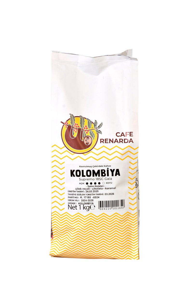 Cafe Renarda Derinus Coffee Kolombiya Çekirdek Kahve 1 kg %100 Arabica, Single Origin