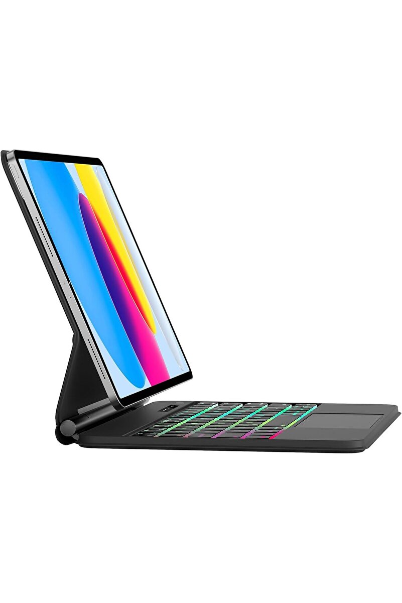 m.tk moveteck Apple Ipad (A16) 2025 Uyumlu Magic Uyumlu Touchpad Işıklı Klavyeli Tablet Kılıf
