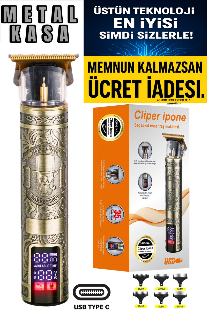 Ipone Profesyonel Saç Sakal Ense Vücut Lazer Öncesi Kuaförlere Özel Tıraş Makinesi Demir Kasa