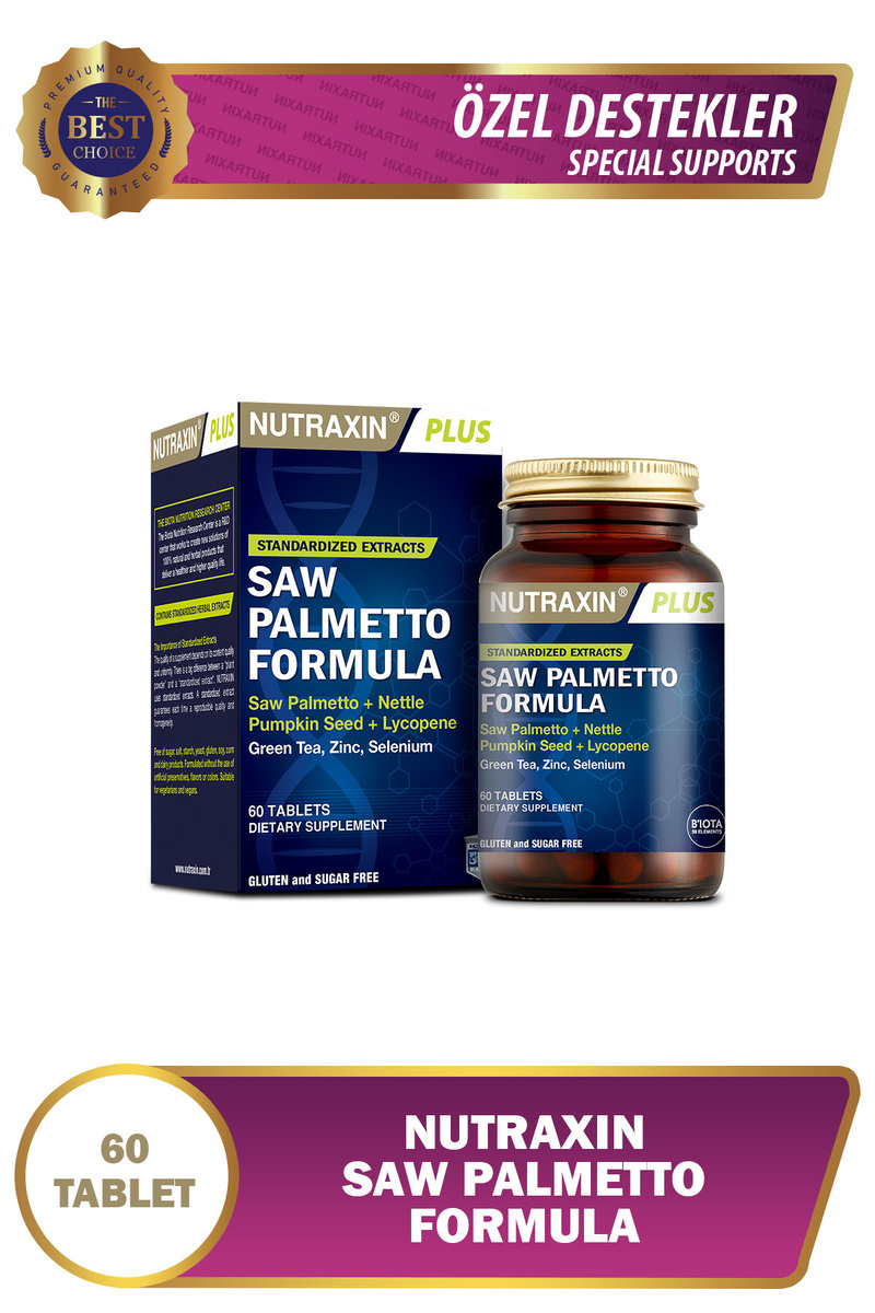 Nutraxin Saw Palmetto Formula 60 Tablet - Cüce Palmiye, Isırgan Otu, Yeşil Çay, Likopen, Çinko, Selenyum