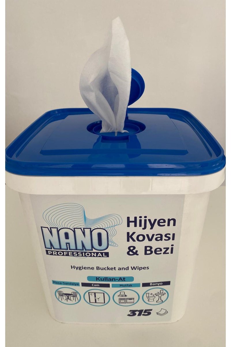 NANO PROFESSIONAL Nano Hijyen Yüzey Temizlik Havlusu Islak Kova Mendil 315 Adet