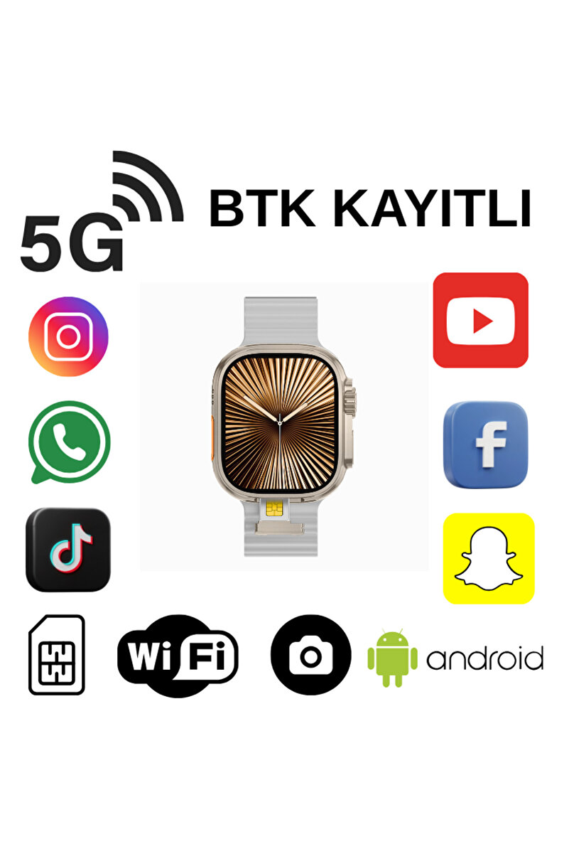 Qifit HW Ultra 3 CALL Gri 5G Android AMOLED Ekran GPS, NFC, Kamera Yapay Zeka Destekli Akıllı Saat BTK Kayıt